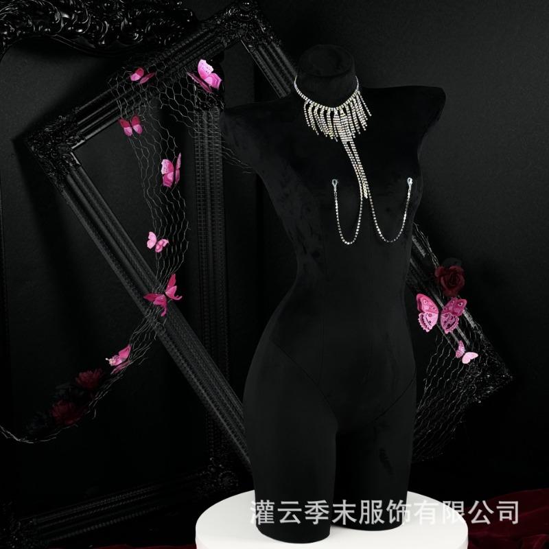 Sexy Lingerie Moonlight Lover * Sparkling Rhinestone Tassel Bikini Sexy Body Chain Necklace Women's Breast Chain Accessories