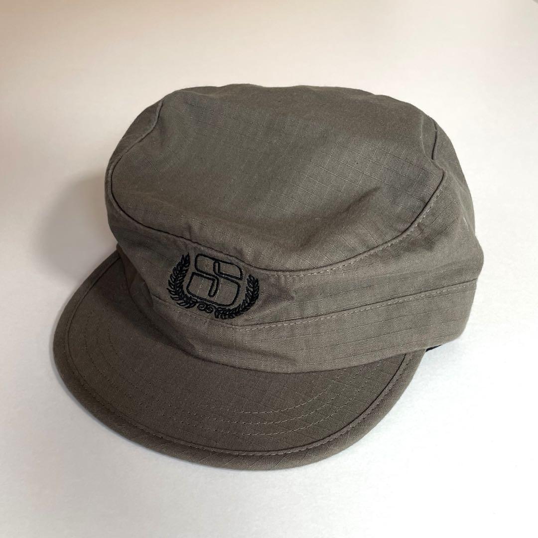 

[USED] Rare Stussy work cap with embroidered S logo in khaki. Street style. Skater style.