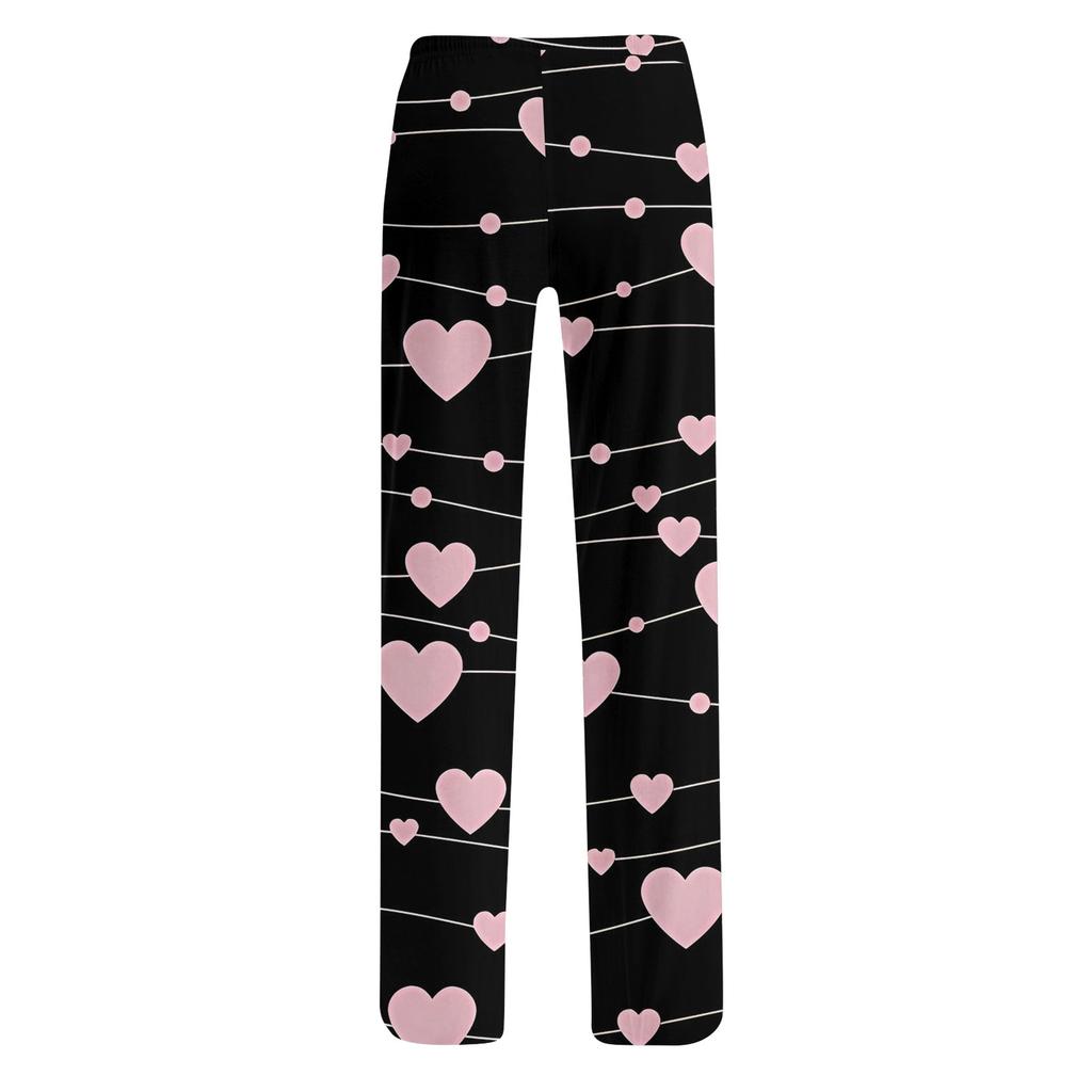 Womens Pajama Pants Sleepwear Casual Drawstring Elastic Waist Pants Comfy Straight Yoga Loose Trousers