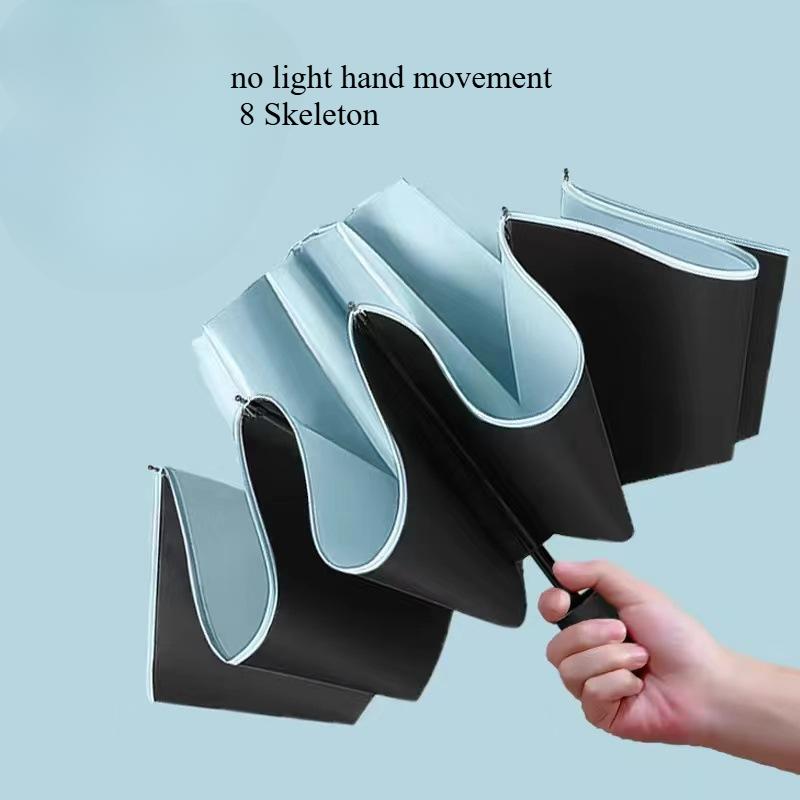 Windproof Folding Umbrella with LED Light Lively Life Inverted Umbrella with Teflon Coating and Reflective Stripe 10 Reinforced Ribs