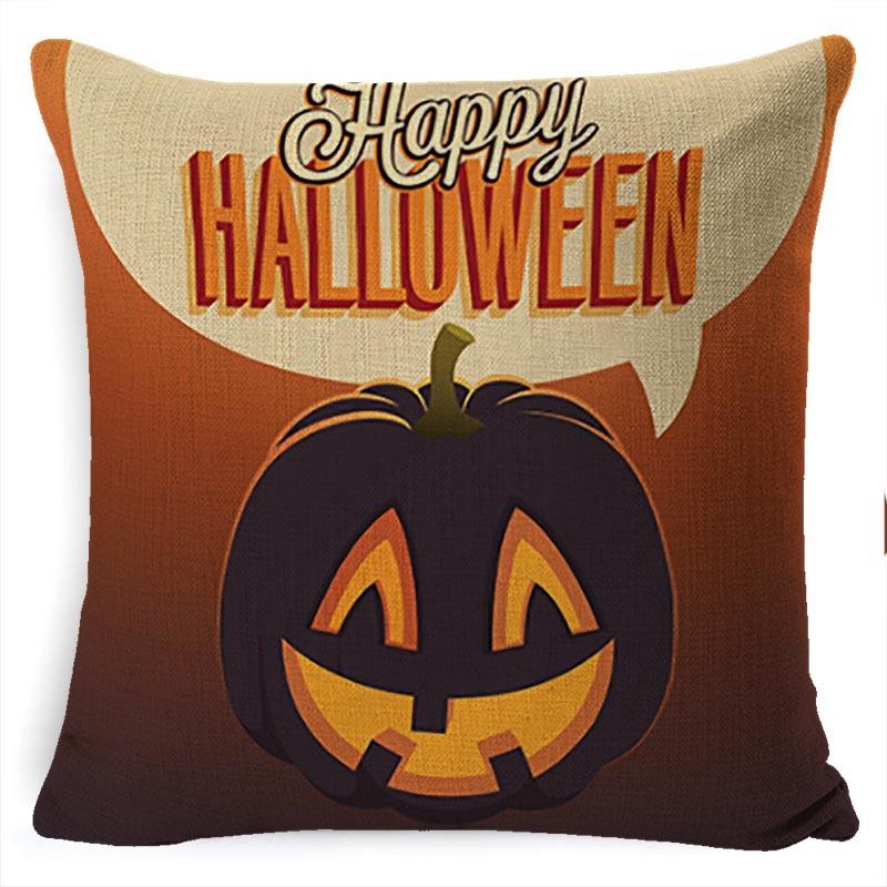 Halloween Pillow Pumpkin Little Witch Horror Cushion Linen Cushion Cover Holiday Party Pillow Cover Bed Backrest