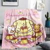 1PC Pompompurin Print Flannel Blanket, High quality All Seasons, Home Decor, Warmth and Comfort, Perfect for Christmas Gifts