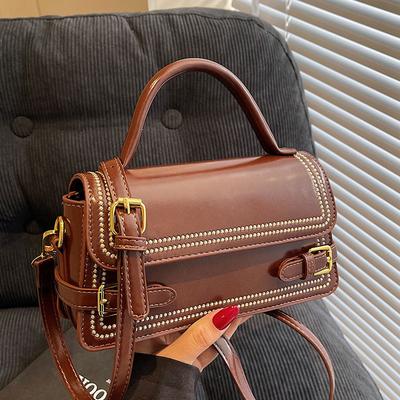 New French Retro Simple Style Niche Portable Small Square Bag Temperament Commuter Style Advanced Sense Messenger Bag Woman