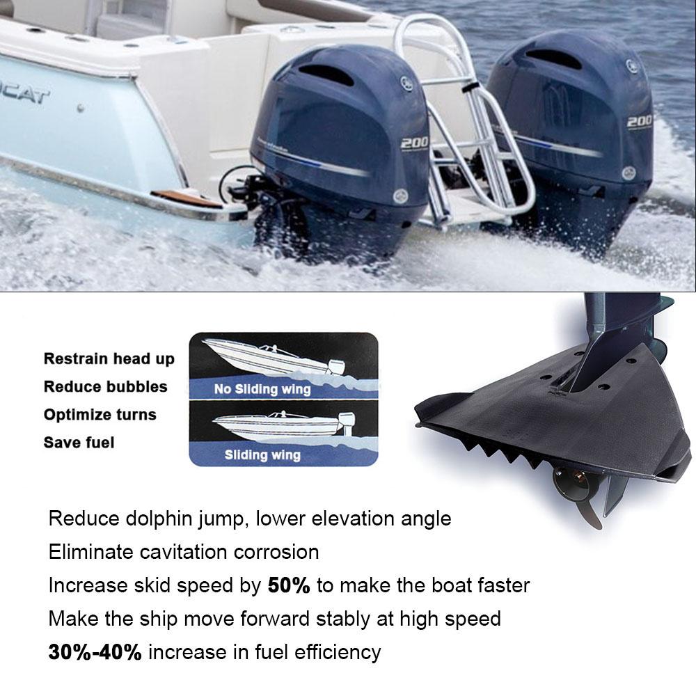 Marine Hydrofoil Stabilizer Outboard Boat ABS Plastic Steering Boat Control For Outboards Stern Drives 30HP-300HP Engine Black