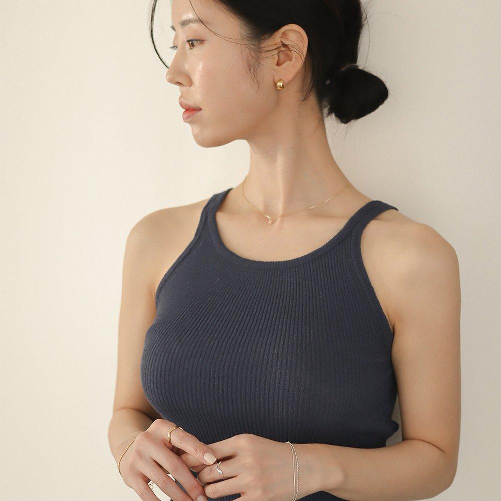 [ Modernlike / Headquarters genuine product ] 14K gold-filled silver semi-circular one-touch earrings