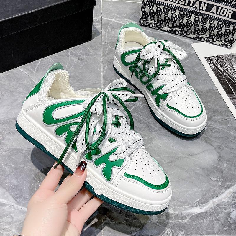 

Summer sports shoes women s spring and autumn new white shoes breathable student flat-bottomed casual trendy board shoes 40 зелёный