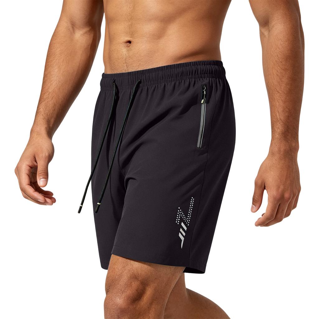 Men’s Lightweight Athletic Shorts with Elastic Waistband Drawstring and Zipper Pocket for Sports Workout Running Training