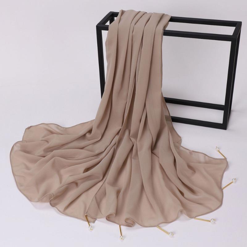 New Handmade Pearl Chiffon Scarf With Copper Tube For Women