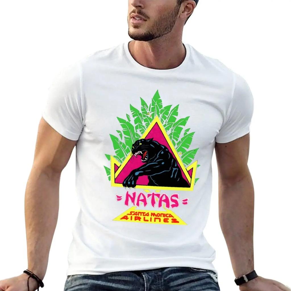 Vintage Santa Monica Airlines Natas Kaupas Funny Oversized T Shirt Printed Men Clothes 100 Cotton Streetwear Plus Size Top Tee
