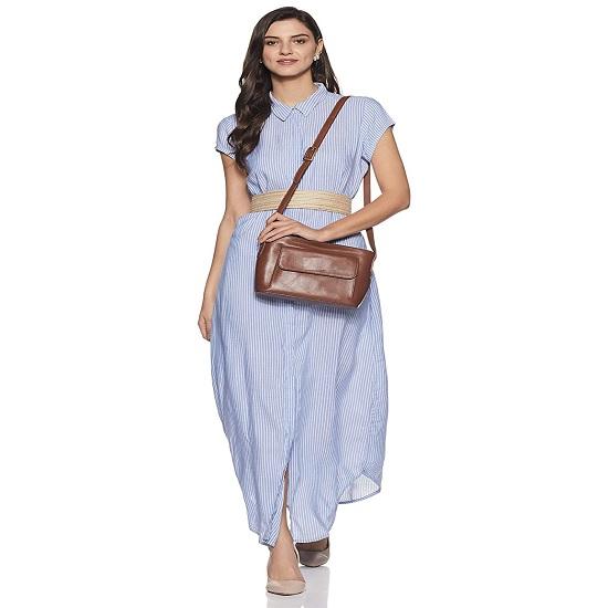 Geantă Noora din piele maro pentru femei