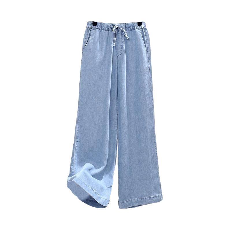 2026 Women's Korean Style High-Waisted Tencel Denim Wide-Leg Pants