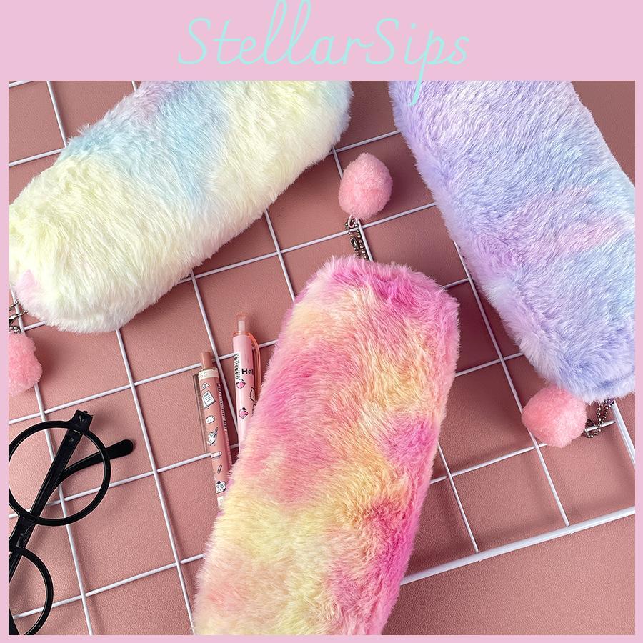 Color Pen Case Key Chain Plush Pencil Case Storage Bag Decoration Gift Kids