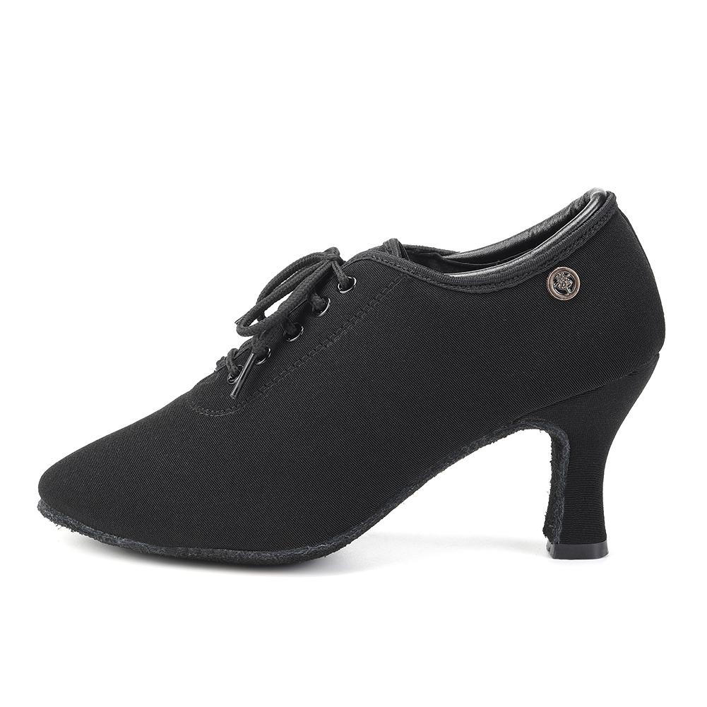 Frauen Schwarz Oxford Tuch Moderne Dballroom Tanzschuhe Lehrer Schuhe Dünne Ferse 7CM