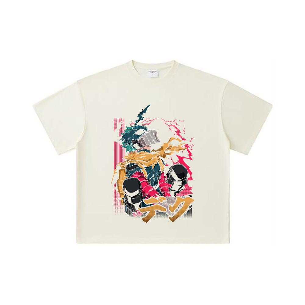 260 GSM Double Yarn 32 Count 100% Cotton My Hero Academia V16 Deku Print Unisex Heavy Cotton T Shirt