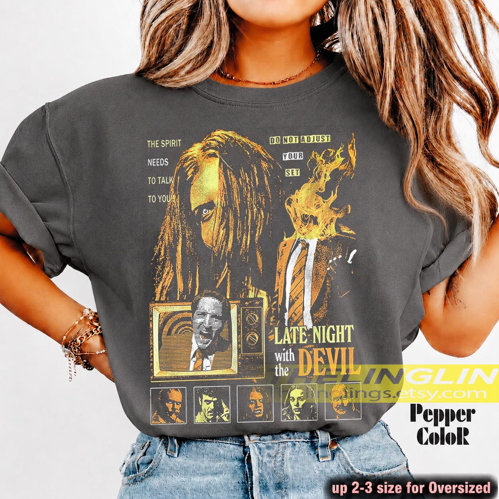 Late Night With The Devil, Cult Horror Movie Graphic T-Shirt, David Dastmalchian Retro Horror Tee, 70s Style Talk Show Halloween Gift FD S