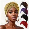 Women Shiny Silver Gold Knotted Turban Hat Muslim Indian Hijab Turban Female Muslim Hat Double Layer Headwrap Hair Accessories