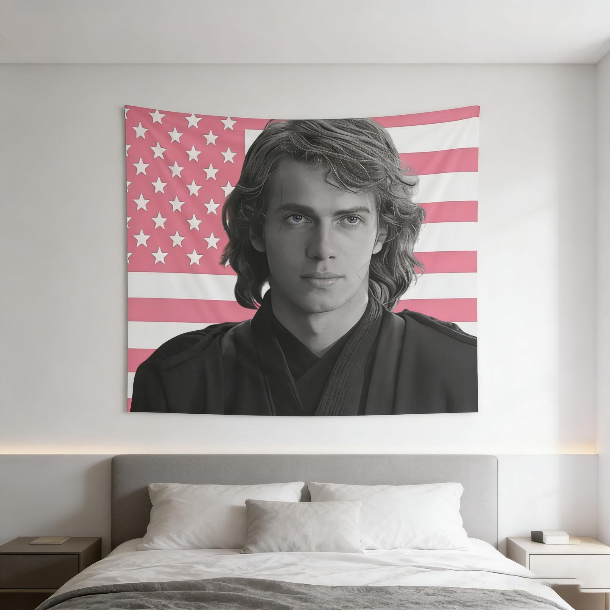 1pc of Anakin Skywalker Tapestry Pink American Flag Design Art Wall Hanging Home Decor for Bedroom Dorm Gift For Fans Geek Decor 100X70CM