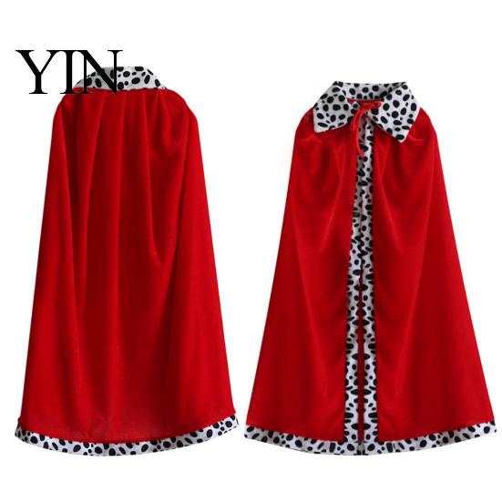 Christmas Masquerade Dress Up King Robe Costume for Kids Adults, Velvet Queen Royal Cosplay Cape, Medieval Soft Drape Cape Viking Prince Accessory
