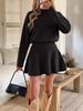 Women's Long Sleeve Colorful Knit Dress with Half High Neck