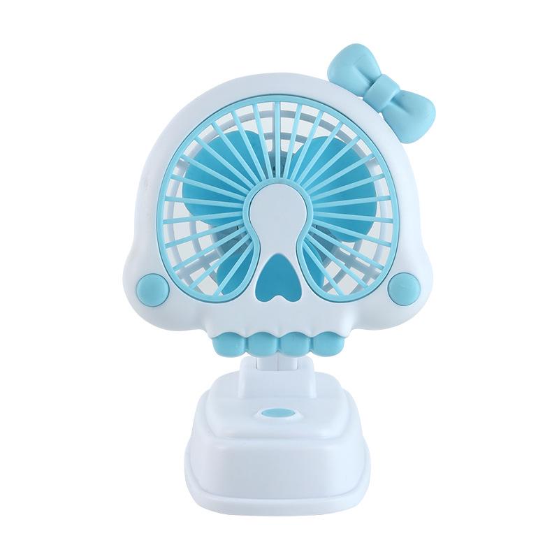 

Creative Skull Bow USB Desktop Fan: Three-Speed, Low Noise Cooling for Kids 8.6*11.5*8.9 cm білий/синій