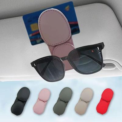 PU Leather Car Glasses Holder Magnetic Ticket Card Clip Eyeglasses Storage Clip  for Auto Interior