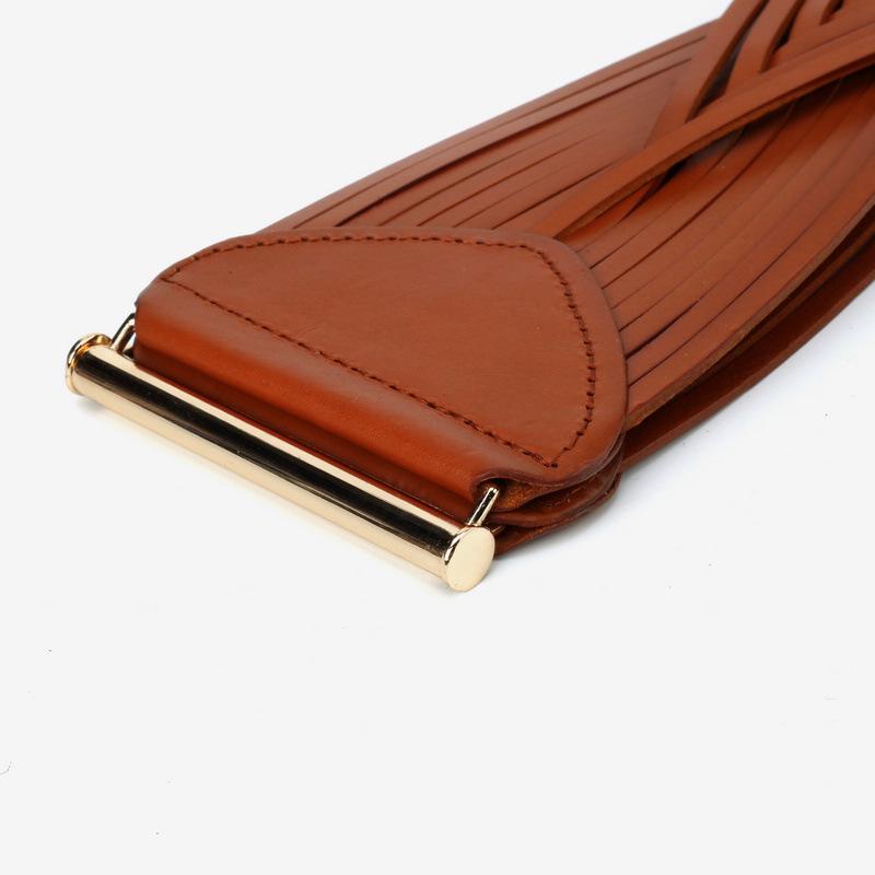 Women's Genuine Leather Wide Waist Cincher - Versatile Belt for Skirts, Coats, and Sweaters.