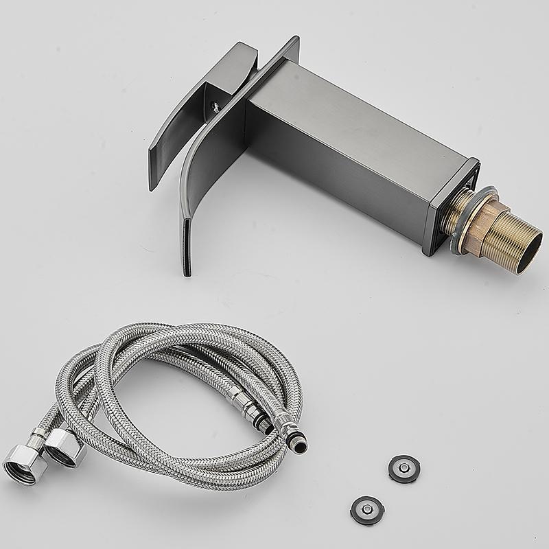 Waterfall Faucet Modern Luxury Wash Basin Sink Waterfall Mixer Stainless Steel Dressing Basin Faucet Brushed Gun Grey