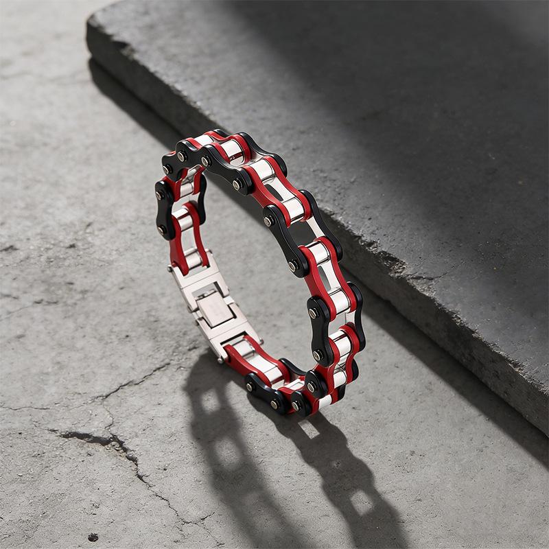 Pulsera Punk de Cadena de Motocicleta Rock Niche para Hombres - Acero Inoxidable Estilo Europeo Americano