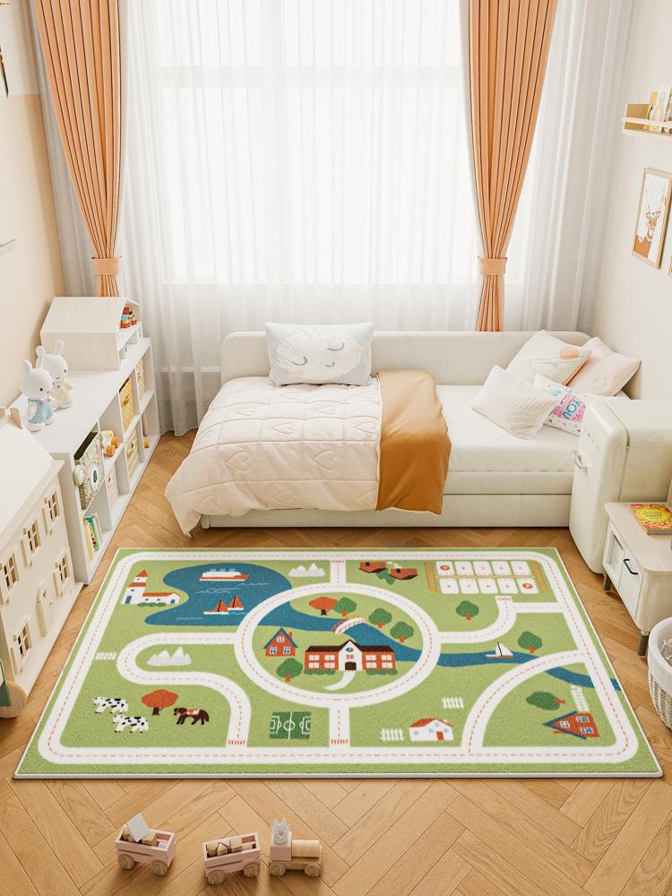 Fluffy Soft Boy Child Bedroom Decor Carpet Car Track Pattern Plush Mat Large Area Carpets for Living Room Home Thick Bedside Rug