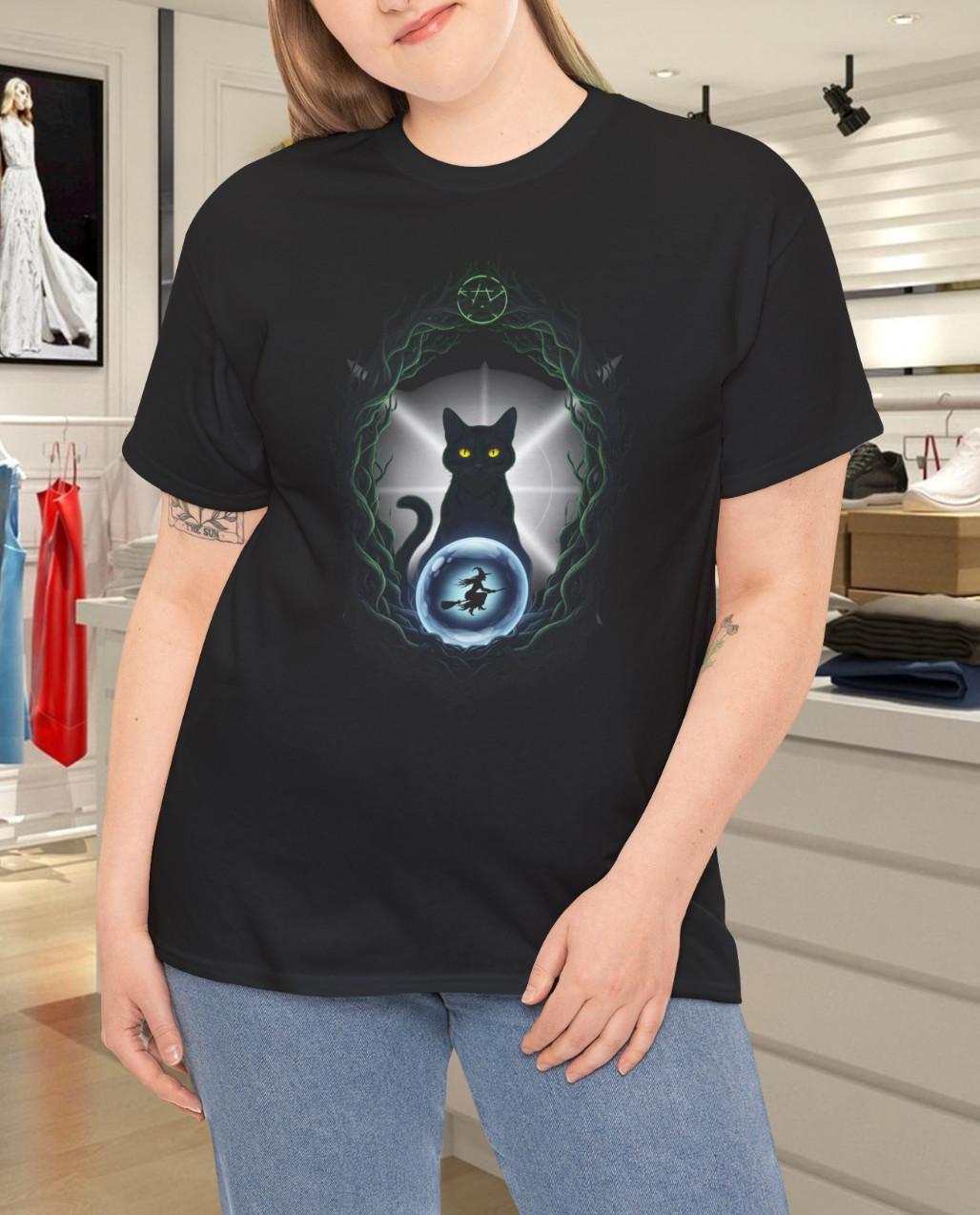 Black Cat Halloween Cotton T-Shirt Mens Womens Tees Top The Mountain Graphic Tee 2XL