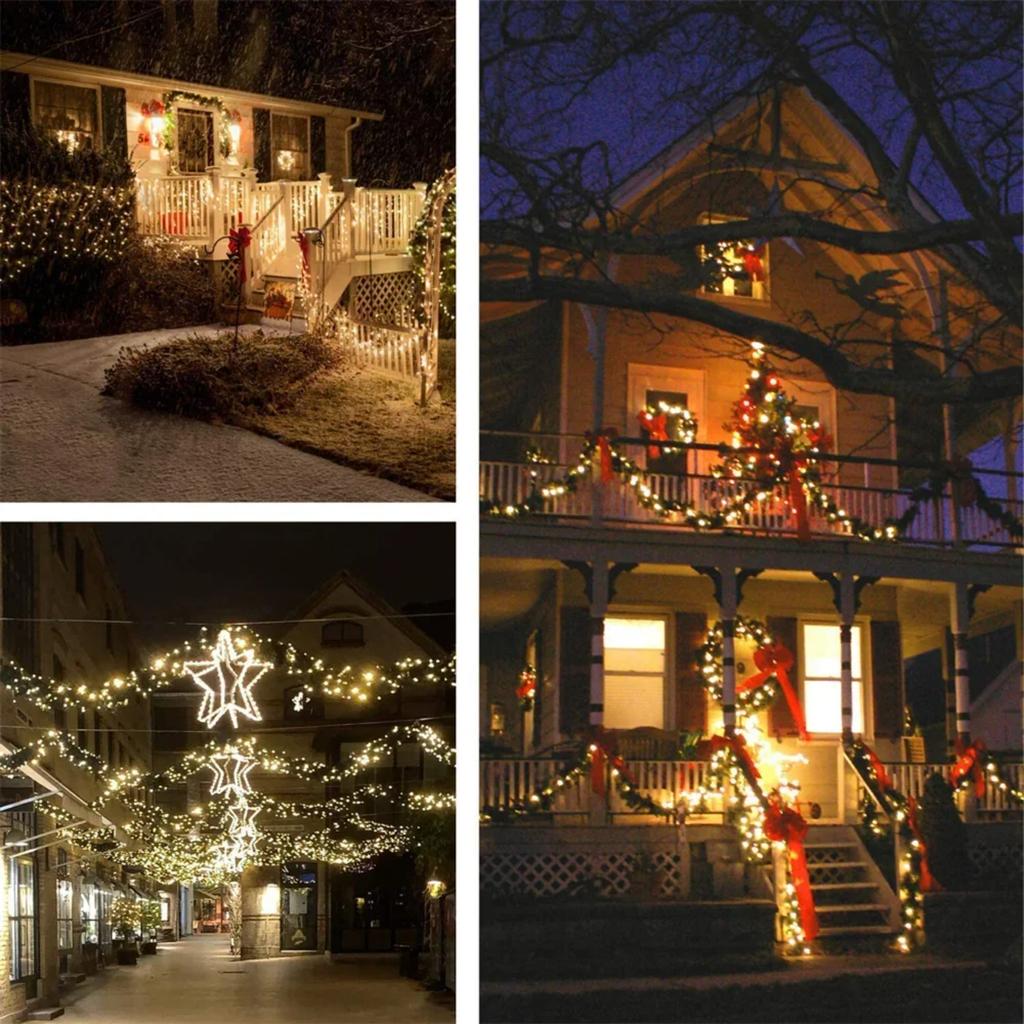 New Outdoor Solar Lamp String Lights Timing 200/300 LEDs Fairy Holiday Christmas Party Garland Solar Garden Waterproof