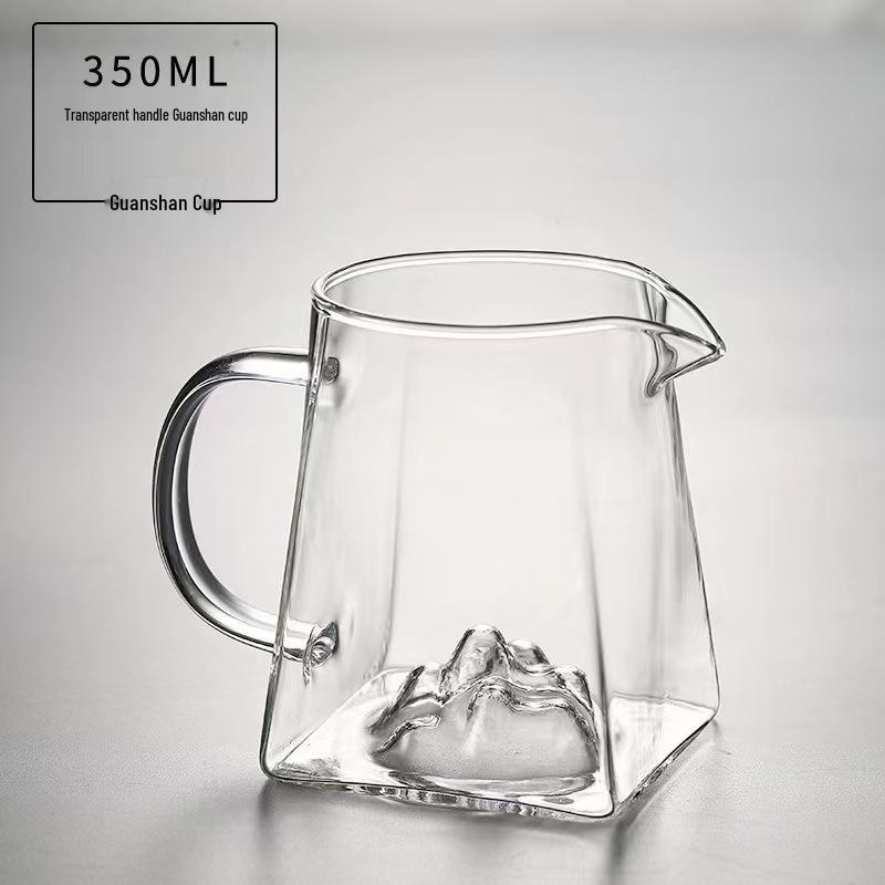 Square Glass Teapot Set with Stainless Steel Filter - Kung Fu Style Tea Dispenser and Fairness Cup for Household Use.