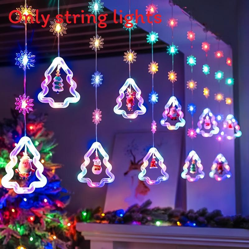 Christmas Curtain Lights Tree Star Ring Shape Led String Decor For Holiday Celebrations