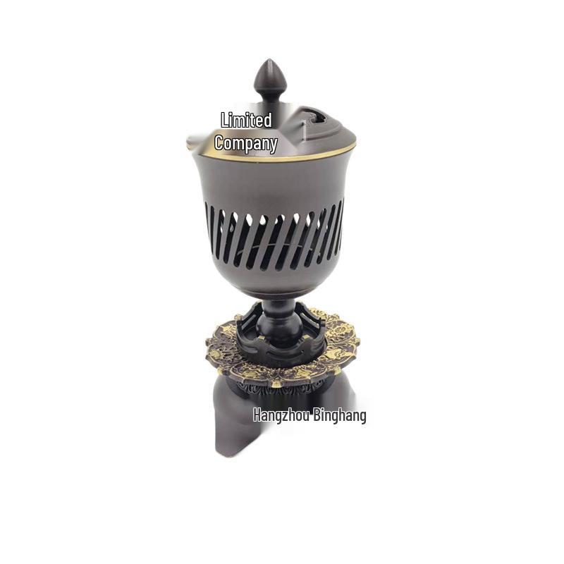 Lotus Lantern Brass Incense Burner: Antique Copper Aromatherapy & Coil Design with Qin Listening Feature