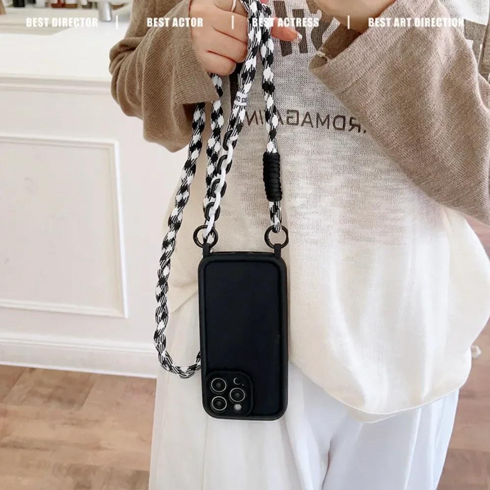 Crossbody Phone Case with Lanyard For iPhone 16 Pro Max 15 14 Plus 13 12 11 XR XS X Plus Necklace Strap Soft TPU Cover