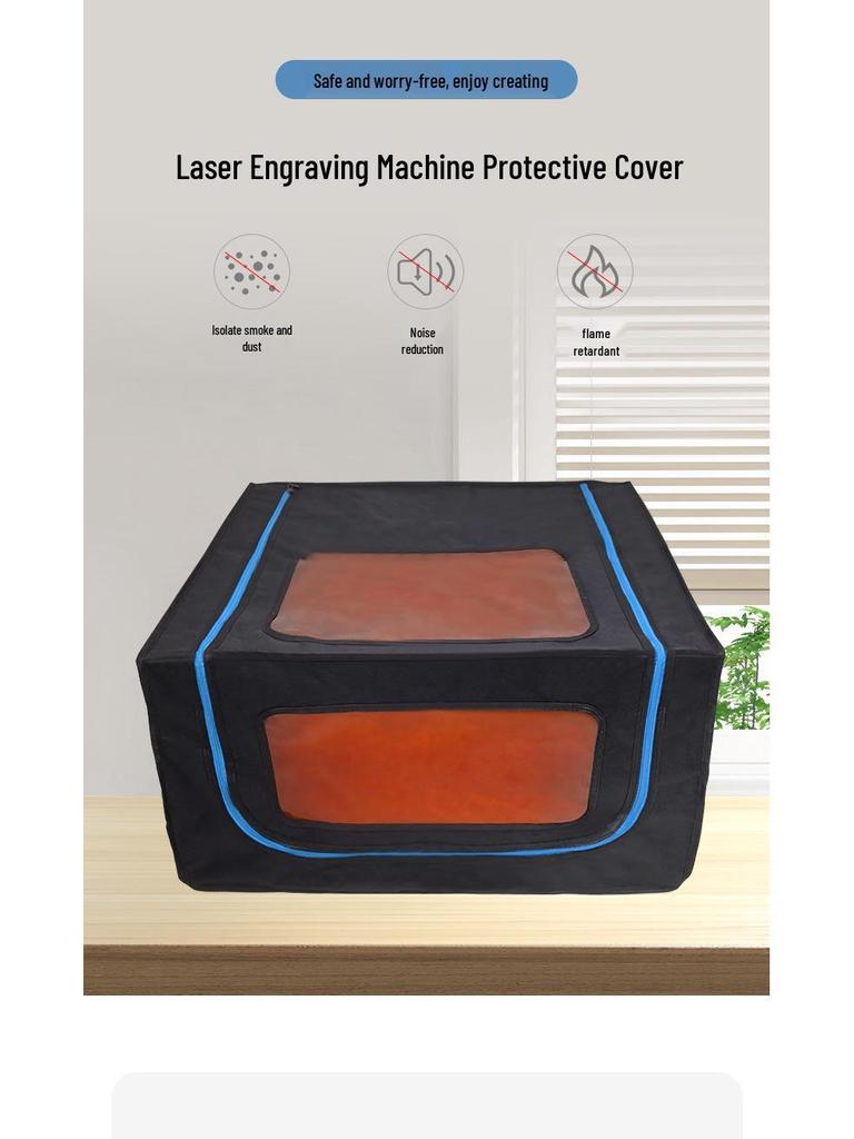 72x72x40cm Flame-Retardant Engraving Machine Dust Cover with Ventilation and Smoke Shield