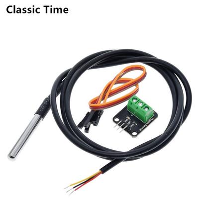 DS18B20 Temperature Sensor Module Kit Waterproof 100CM Digital Sensor Cable Stainless Steel Probe Terminal Adapter