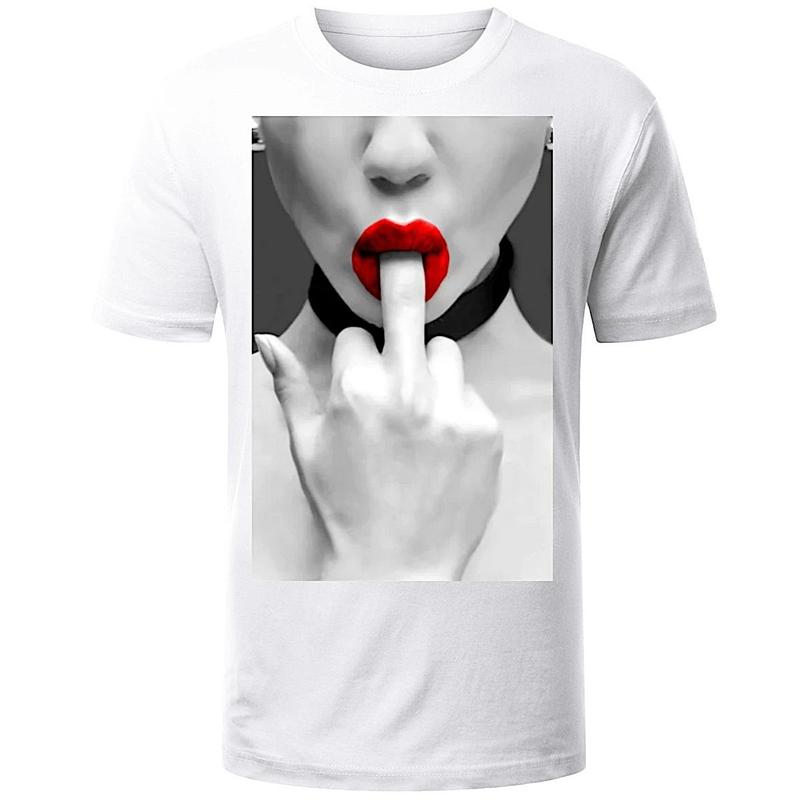 Woman sucking middle finger T-Shirt FUNNY Unisex T-Shirt L