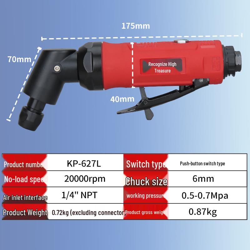 Gaobao 115° Pneumatic Die Grinder - Angled Head Air Grinder for Tire Repair, Mold Polishing, and Burr Trimming