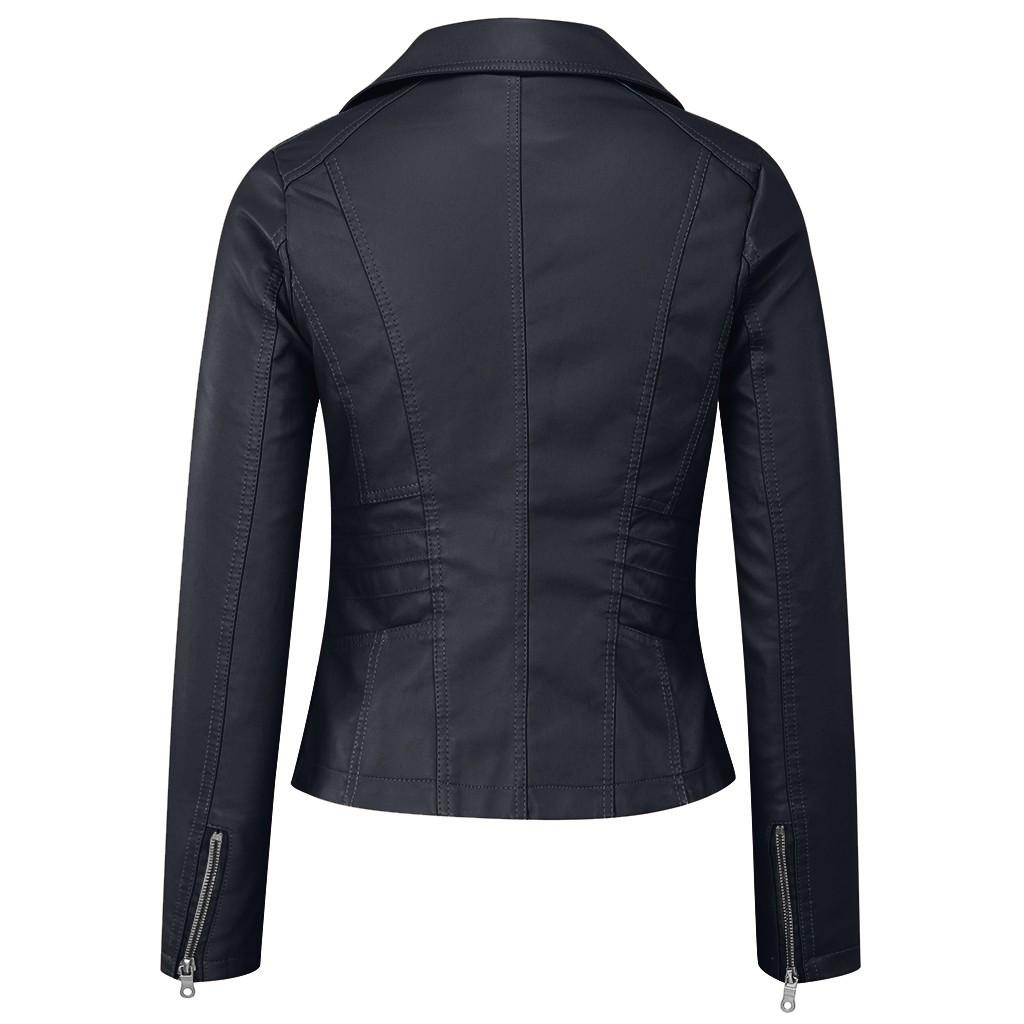Dámská móda Krátký kabát Bunda z umělé kůže na zip Kabát Kapsa Outwears