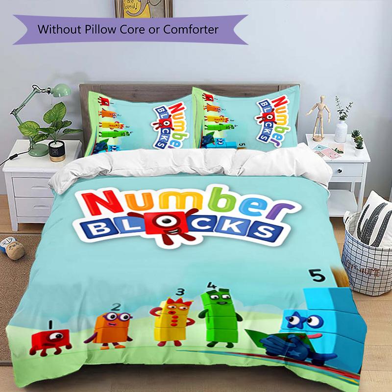 Set di biancheria da letto con motivo Numberblocks2, 3 pezzi, set copripiumino include copripiumino e federe, decorazione perfetta per la camera da letto in ogni stagione e regalo