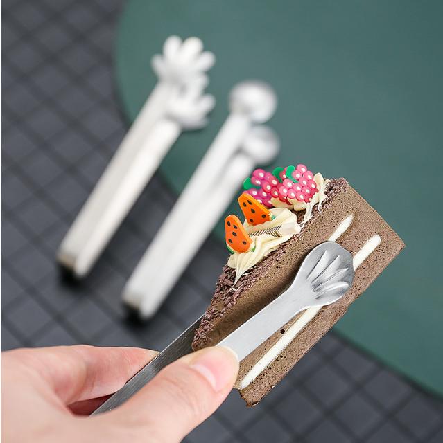 Stainless Steel Ice Clip with Thickened Design, Cute Snacks, Ice Cubes, and Food Clips