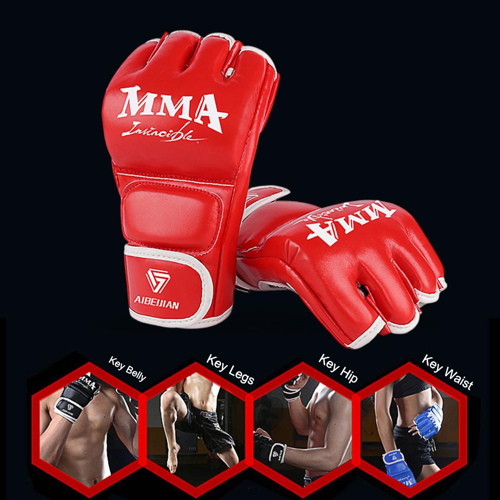 Half Finger Boxing Training Gloves Wearable PU Mitts Hand Protector Tear Resistant Breathable Durable for Sports Supplies