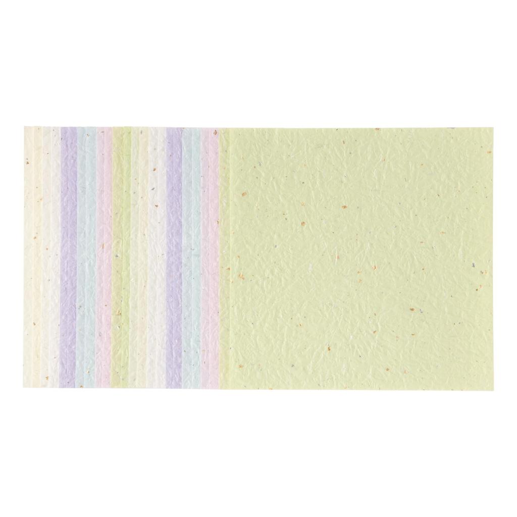 Pastel Colored Washi Paper Set, 15cm, 6 Colors, 12 Sheets, Gold Silver Flecks, Japanese Art Paper