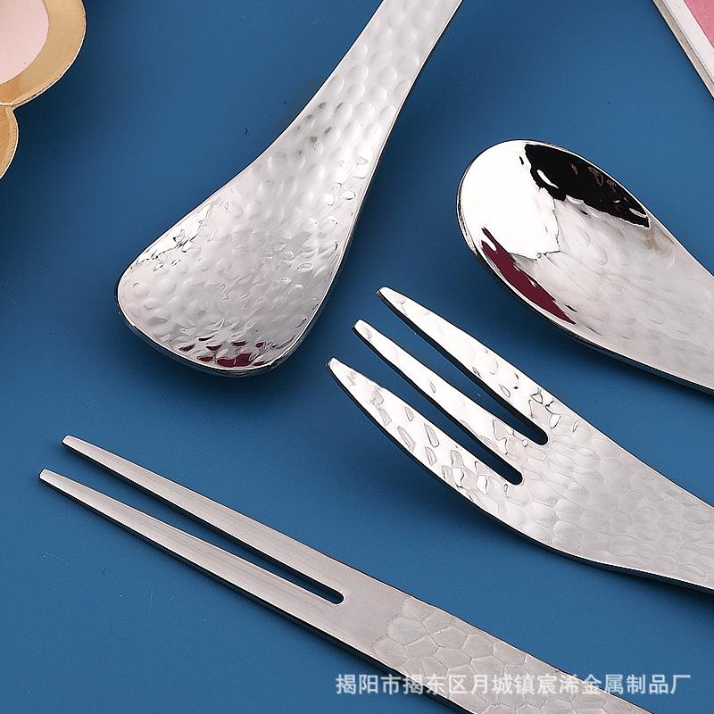 Hammer 304 stainless steel dessert spoon golden fruit fork Japanese ins hammer coffee spoon ice cream spoon cake fork