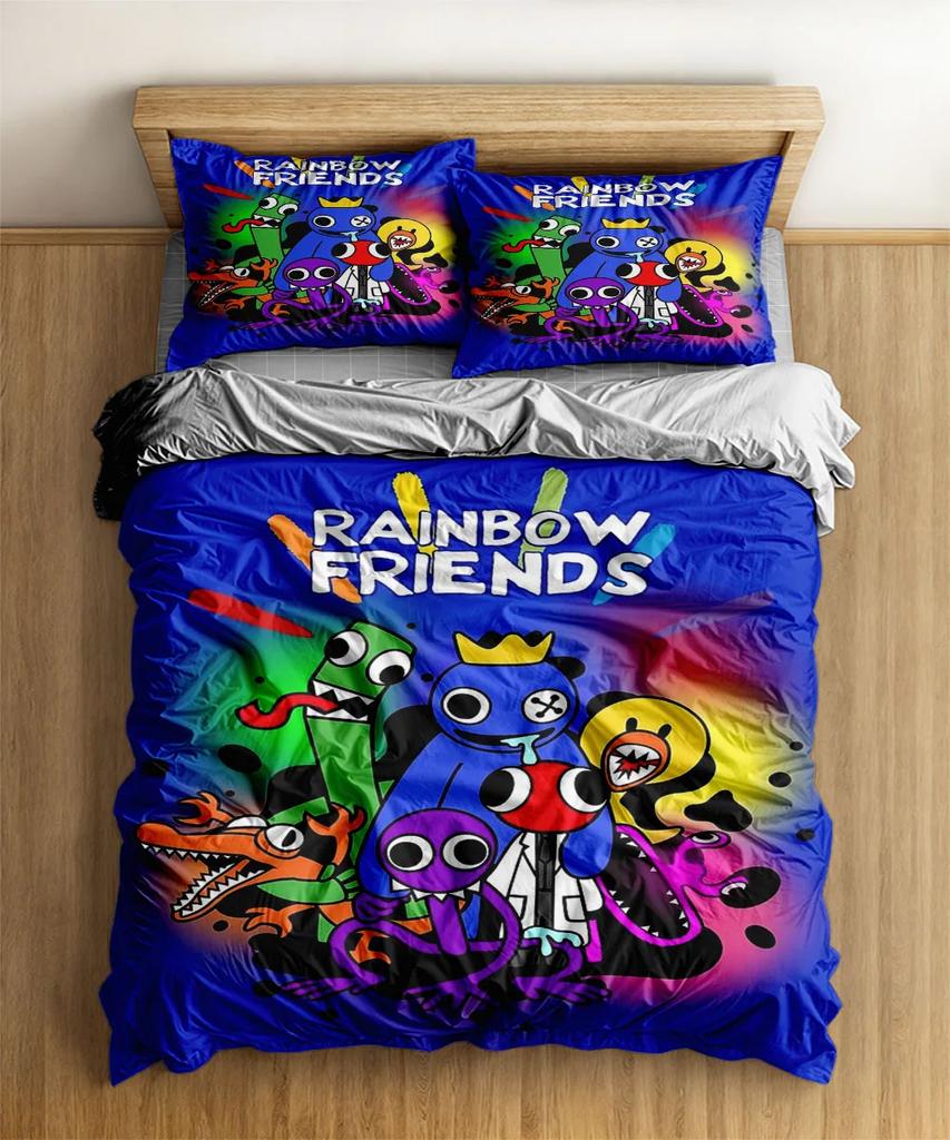 Graffiti Rainbow Friends Cartoon Duvet Cover UK Single Double King US Twin Full Queen Size Bed Linen Set