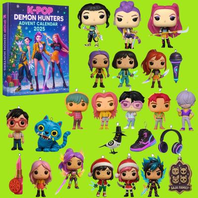 !new Acrylic Demon Hunter Christmas Tree Ornament Kpop Style Advent Blind Box Cute Gothic Holiday Decor For Teens And Women Gift