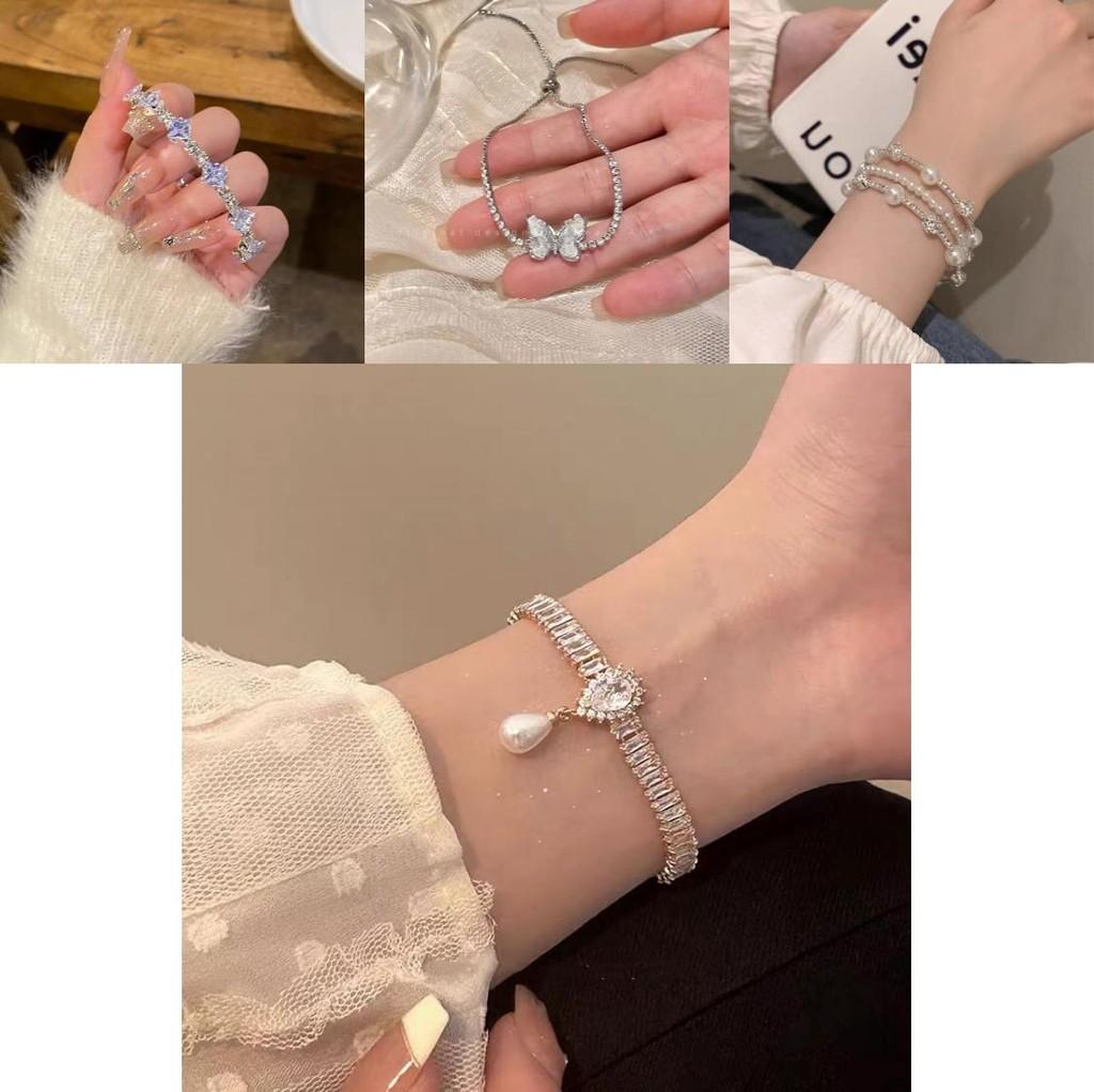 Stylish Silver Fragment Pearl Bracelet For Women Trendy Minimalist Jewelry Set