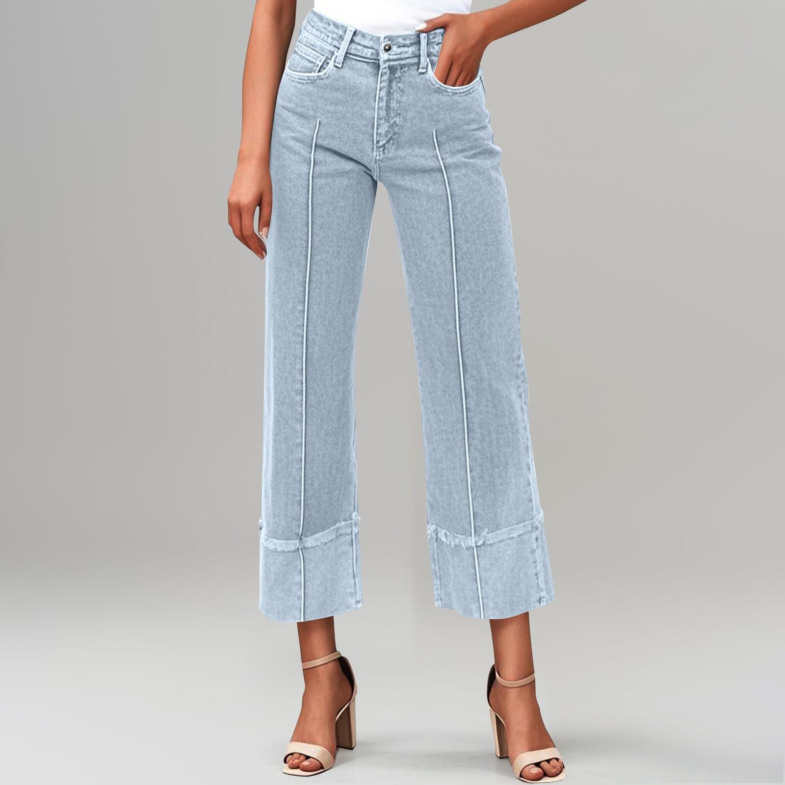 

Женские модные и универсальные джинсы с высокой талией и широкими штанинами в европейском и американском стиле L