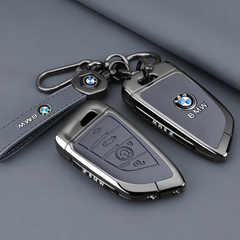 Car Sticker Hot 2025 Leather Car Smart Remote Key Case Cover Shell For BMW X1 X3 X4 X5 X6 F15 F16 G30 3 5 7 Series G11 F48 Keych